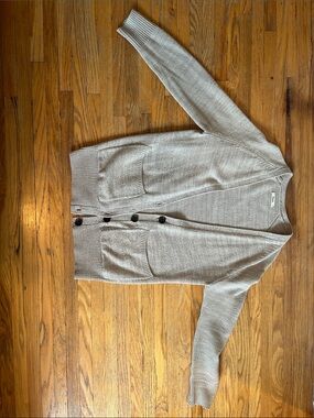 Light Gray Button-Front Knit Cardigan
